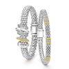 A LAGOS exclusive. Set of two 18K gold, sterling silver, and diamond bracelets that complement each other perfectly. LAGOS diamonds are the highest quality natural stones. Diamonds are G-H color SI clarity.