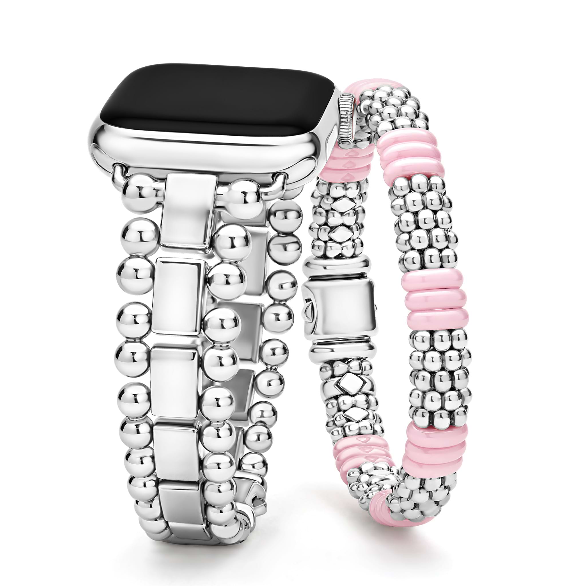 A LAGOS exclusive. Set with two bracelets that complement each other perfectly with a pop of pink ceramic.