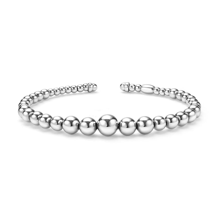 Caviar Bubbly Silver Beaded Bracelet and Ring Gift Set
