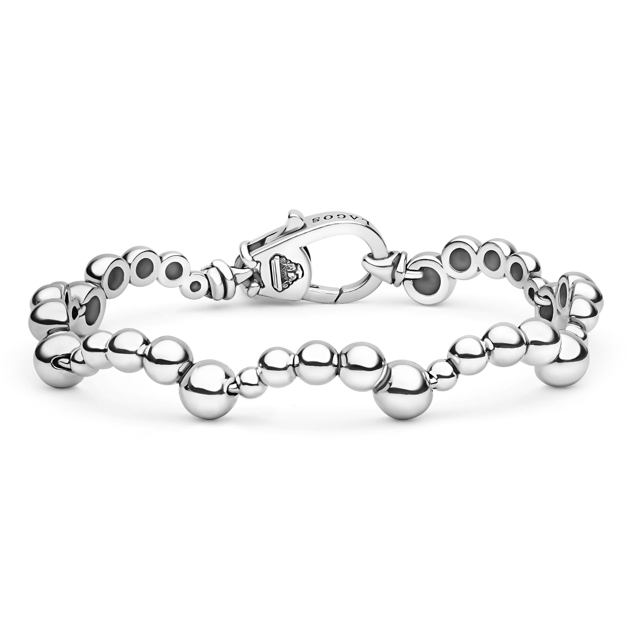 Caviar Bubbly Silver Beaded Scalloped Bracelet and Necklace Gift Set