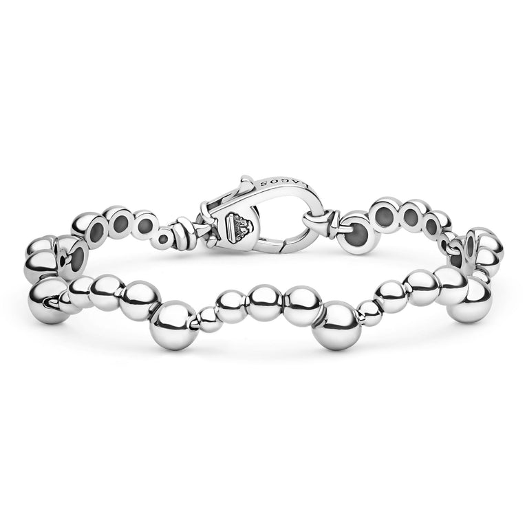 Caviar Bubbly Silver Beaded Scalloped Bracelet and Necklace Gift Set