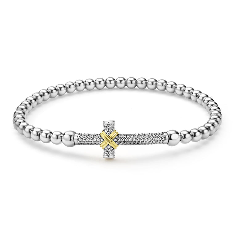 Signature Caviar Two-Tone Stretch Bracelet Gift Set