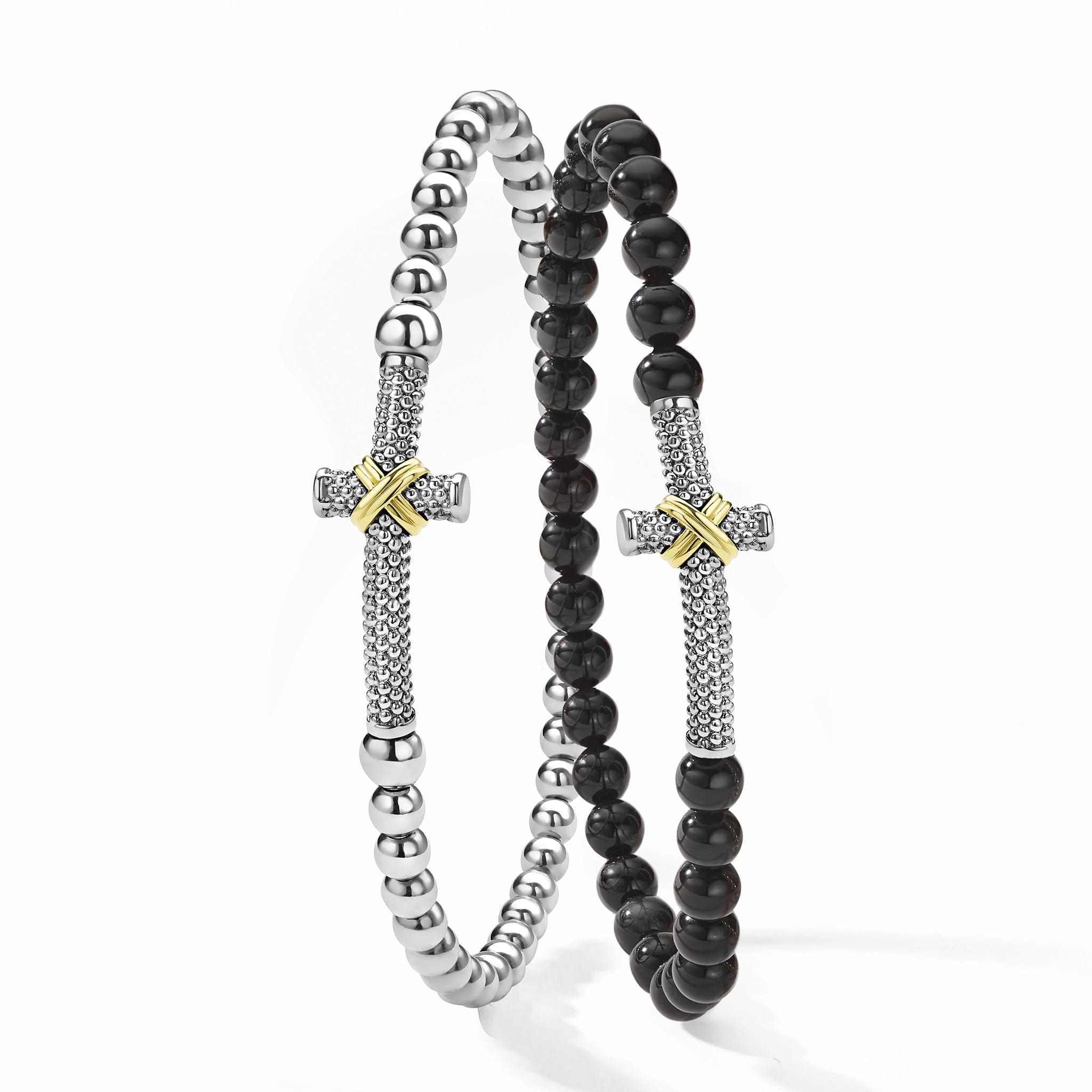 Signature Caviar Two-Tone His and Hers Cross Bracelet Gift Set