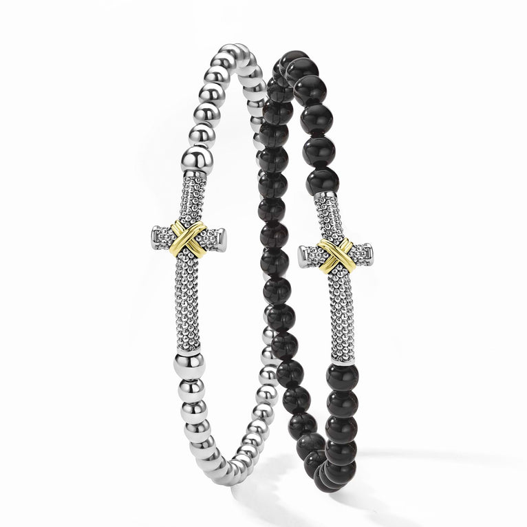 Signature Caviar Two-Tone His and Hers Cross Bracelet Gift Set