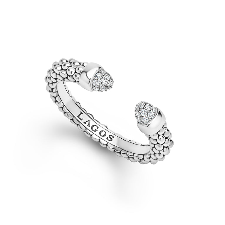 Signature Caviar Sterling Silver Diamond Mini Versa Ring & Bracelet Gift Set