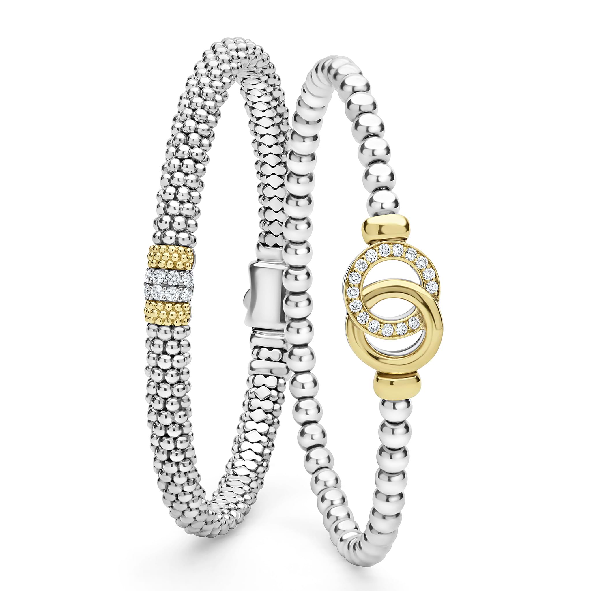 Two-Tone Diamond Rope & Stretch Bracelet Gift Set