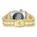 Smart Caviar 18K Gold Watch Bracelet-42-49mm featuring chunky chain links, compatible with Apple Watch Series 3, showcasing an elegant, handcrafted design with crest-stamped clasp. Watch face not included.