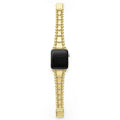 Smart Caviar 18K Gold Watch Bracelet-42-49mm featuring alternating rectangular links and spherical beads, designed exclusively for Apple Watch.
