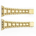 Smart Caviar 18K Gold Watch Bracelet, designed for 42-49mm Apple Watch, features polished spheres and rectangular links with slide-in adapters and clasps.