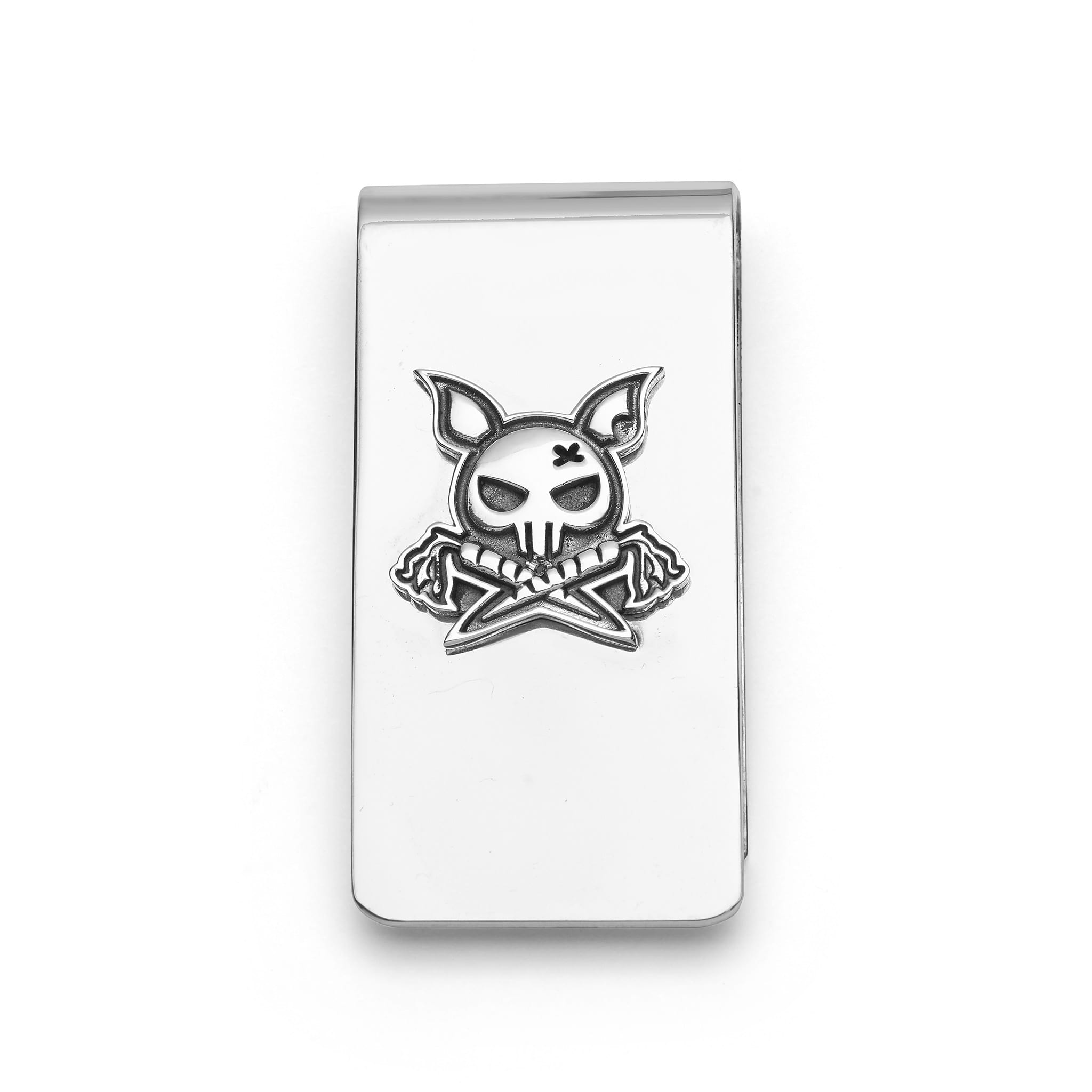 Anthem Silver Krunch Money Clip in sterling silver with bold krunch motif, dimensions 24mm x 50mm