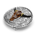 Close-up of sterling silver Caviar beading on the Anthem Tiger Eye Belt Buckle, showcasing fine craftsmanship