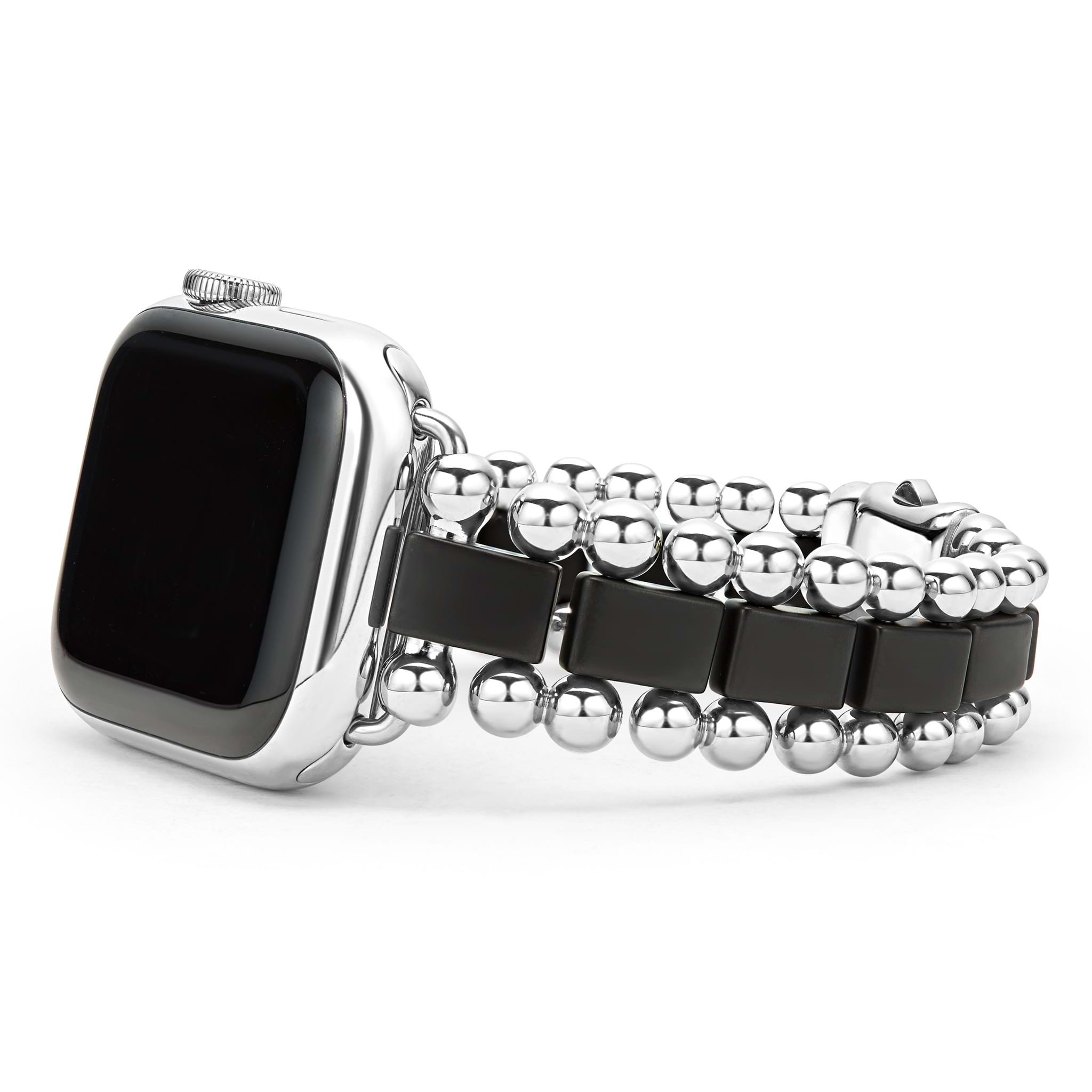 Created exclusively for your Apple Watch®, this watch bracelet is crafted from matte black ceramic and stainless steel links. Fits the Series 1 through 10 Apple Watch® for the 38mm through 45mm sizes.