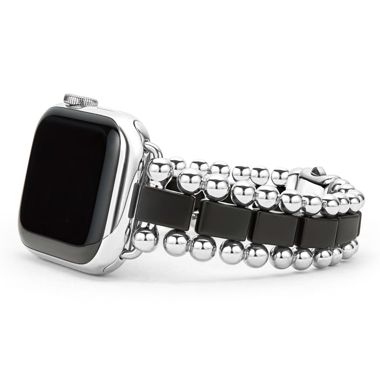 Created exclusively for your Apple Watch®, this watch bracelet is crafted from matte black ceramic and stainless steel links. Fits the Series 1 through 10 Apple Watch® for the 38mm through 45mm sizes.