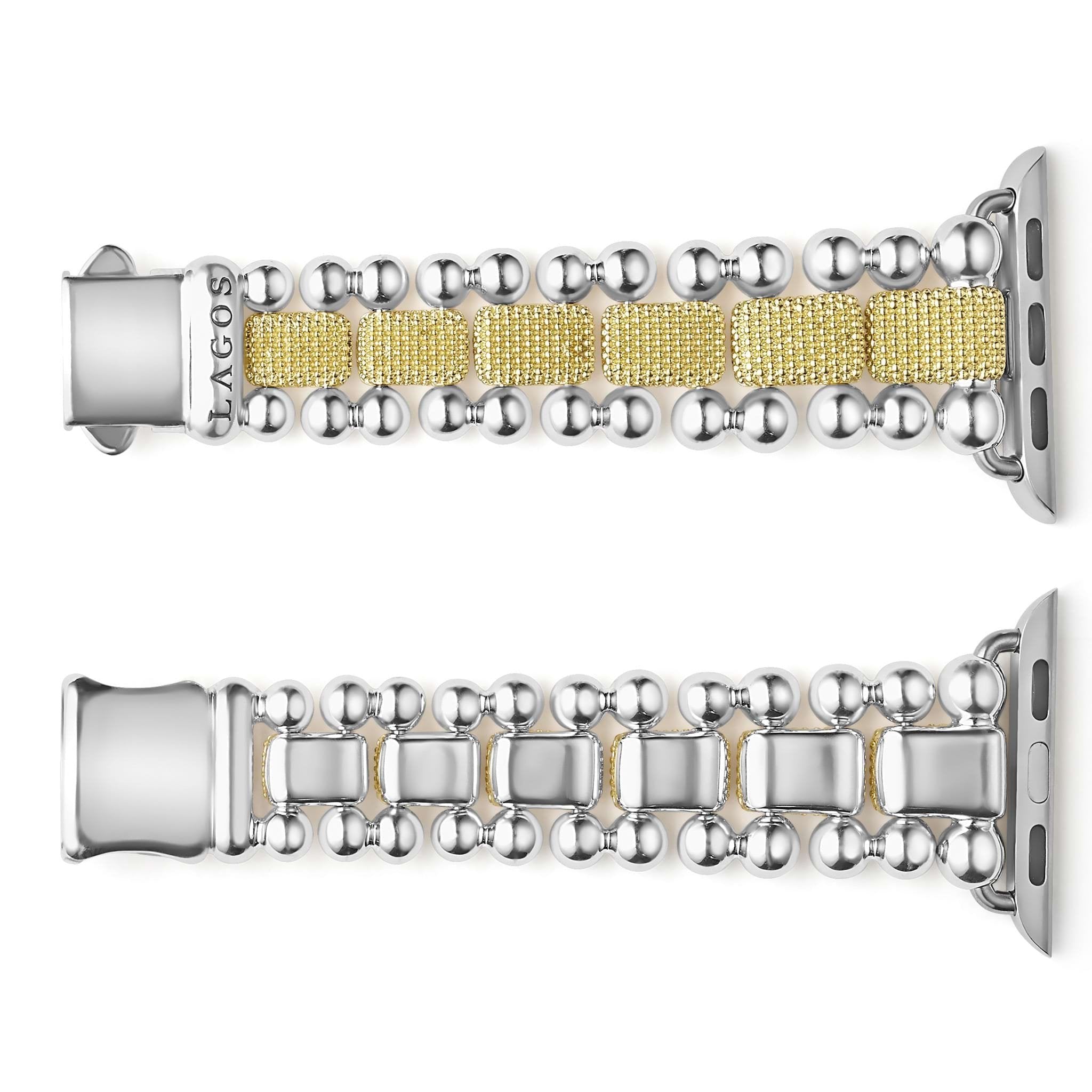 Smart Caviar 18K Gold and Sterling Silver Caviar Beaded Watch Bracelet-38-45mm