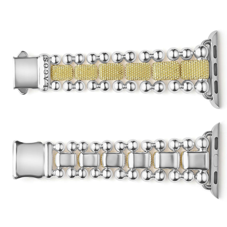 Smart Caviar 18K Gold and Sterling Silver Caviar Beaded Watch Bracelet-38-45mm