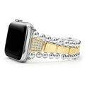 Side view of 18K Gold and Sterling Silver Single Diamond Watch Bracelet-42-49mm