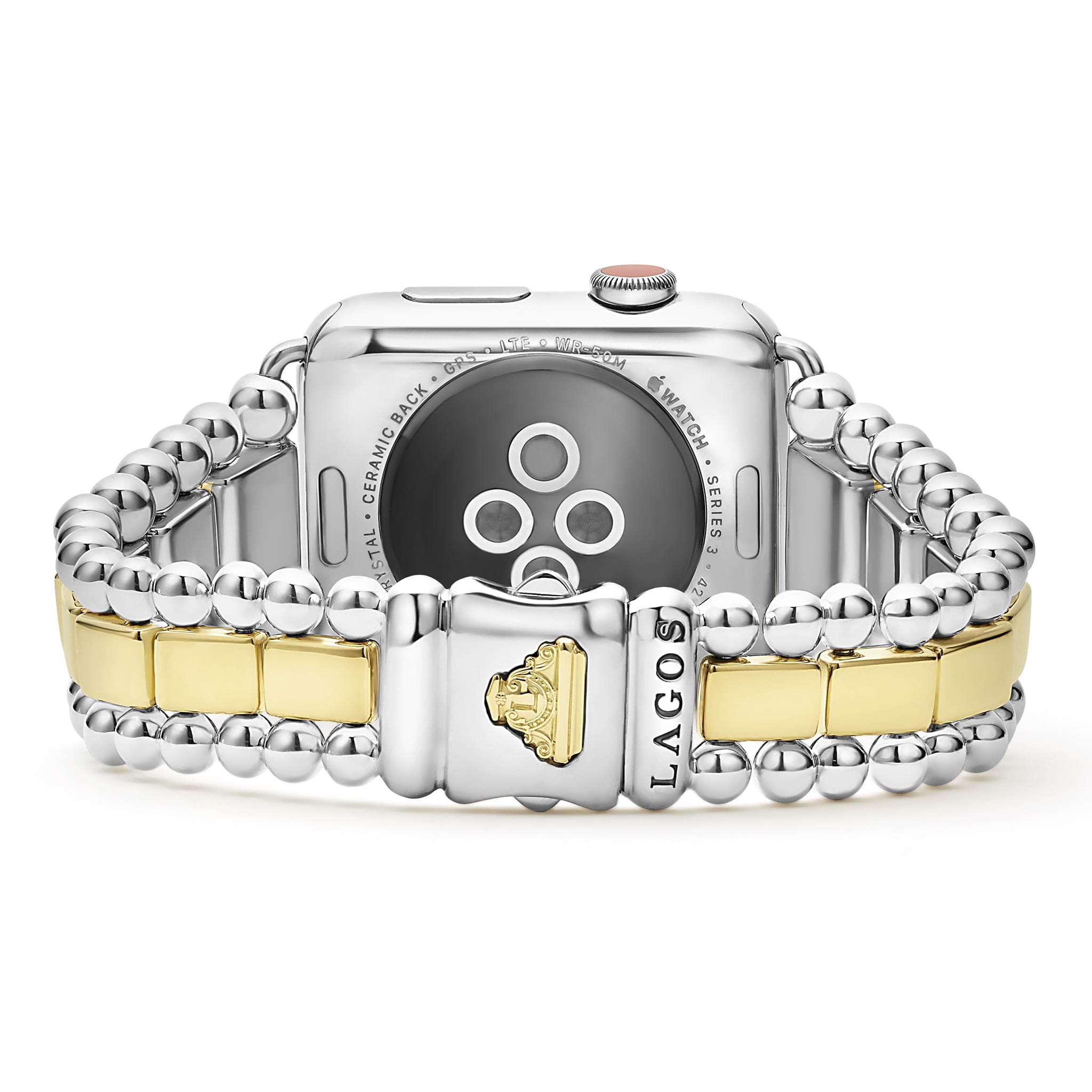 Clasp view of 18K Gold and Sterling Silver Single Diamond Watch Bracelet-42-49mm