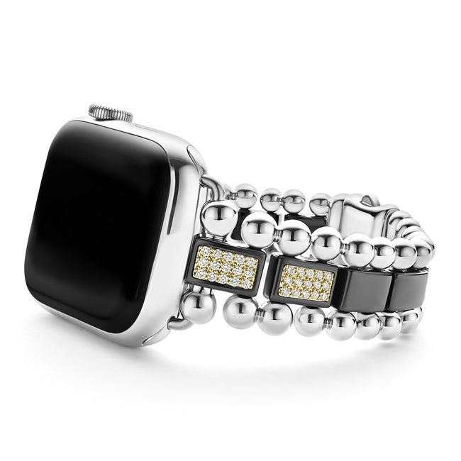 Smart Caviar Black Ceramic Half Diamond Watch Bracelet-38-45mm – LAGOS