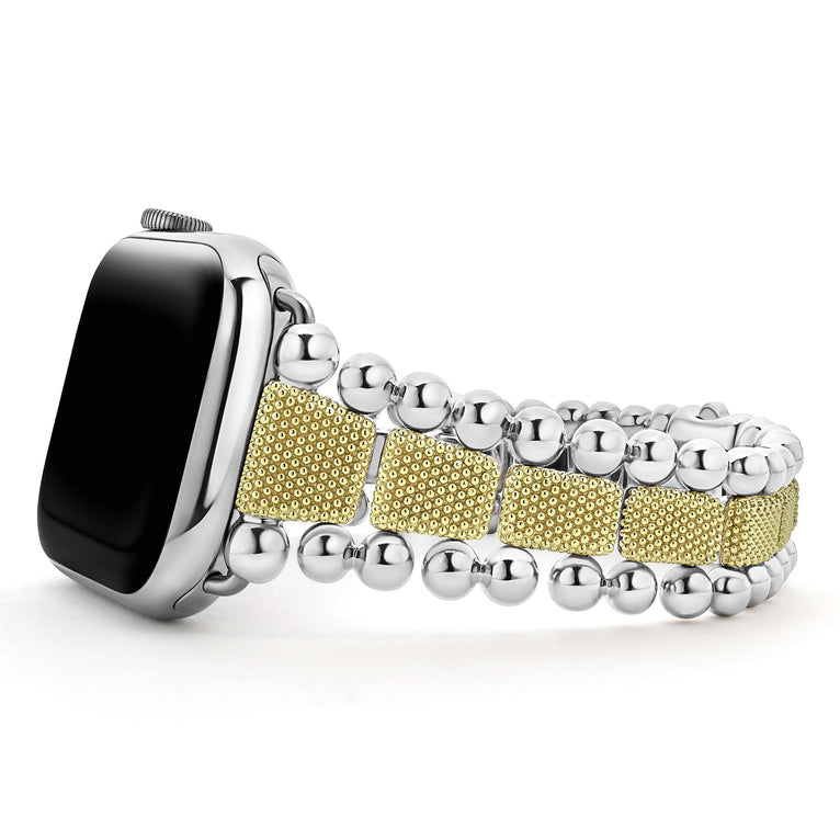 Created exclusively for your Apple Watch®, this watch bracelet is crafted from 18K gold superfine Caviar beading and smooth sterling silver. Watch face sold separately.