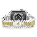 Smart Caviar 18K Gold and Sterling Silver Caviar Beaded Watch Bracelet-42-49mm with Lagos's signature chain-link design, featuring sapphire crystal and heart-rate sensor details.