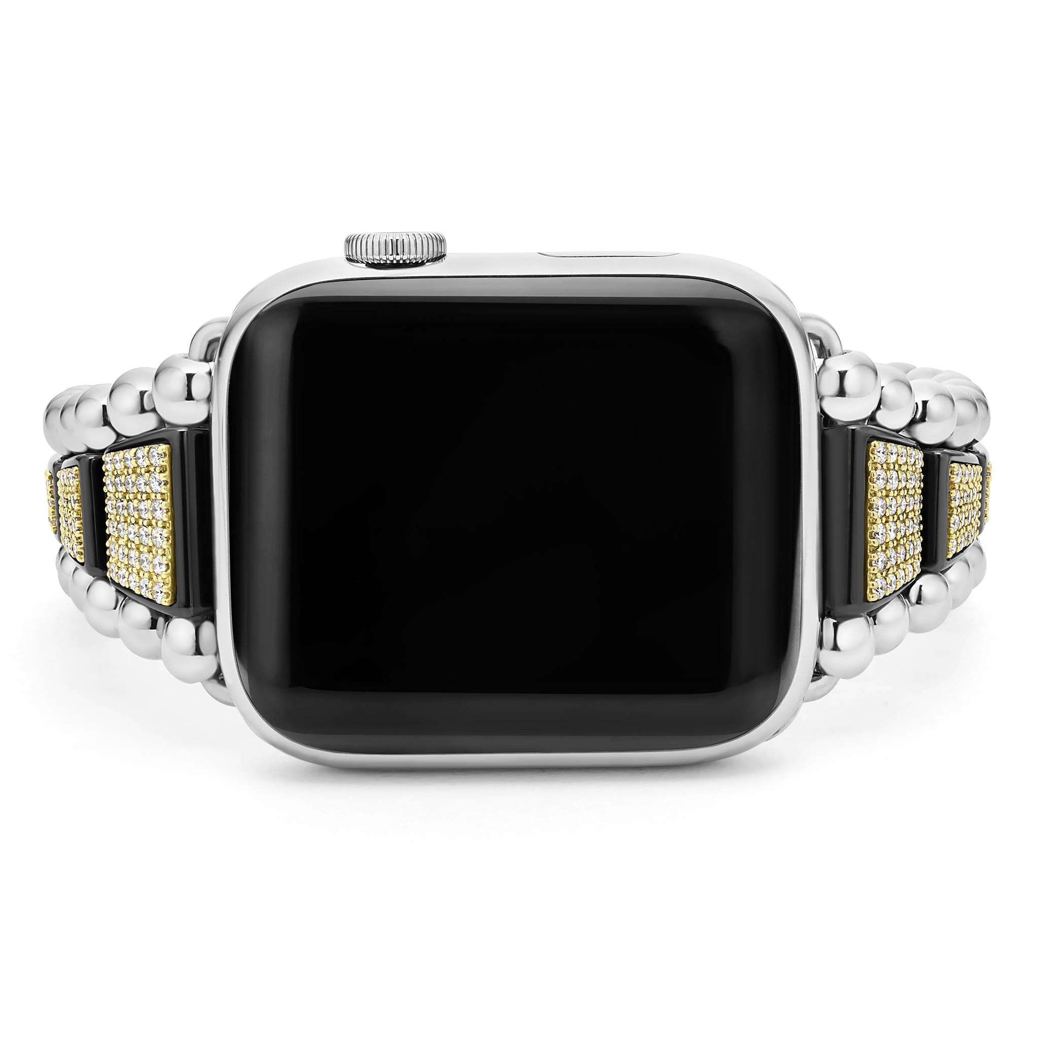Studio 18K Gold and Black Ceramic Full Diamond Watch Bracelet - 42-49mm