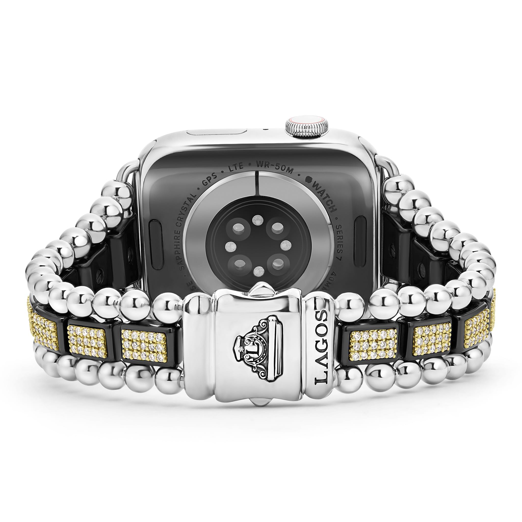 Studio 18K Gold and Black Ceramic Full Diamond Watch Bracelet - 42-49mm