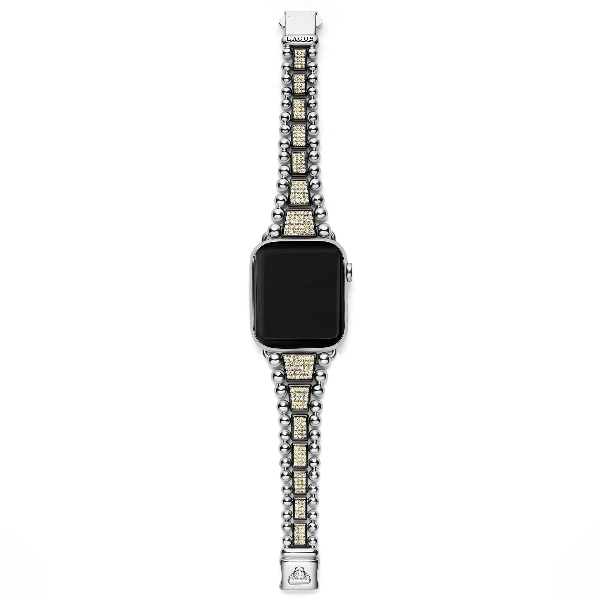 Studio 18K Gold and Black Ceramic Full Diamond Watch Bracelet - 42-49mm