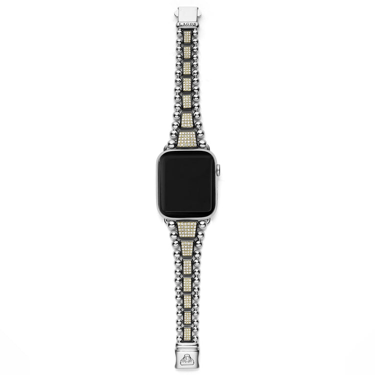 Studio 18K Gold and Black Ceramic Full Diamond Watch Bracelet - 42-49mm