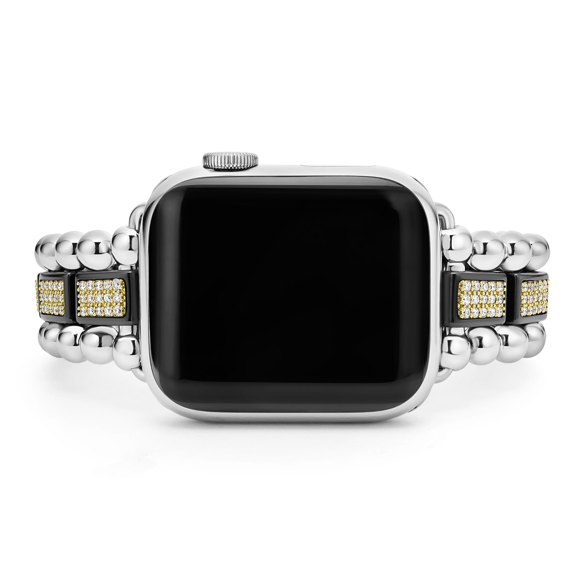 Studio 18K Gold and Black Ceramic Full Diamond Watch Bracelet - 38-42mm