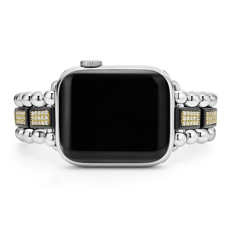 Studio 18K Gold and Black Ceramic Full Diamond Watch Bracelet - 38-42mm