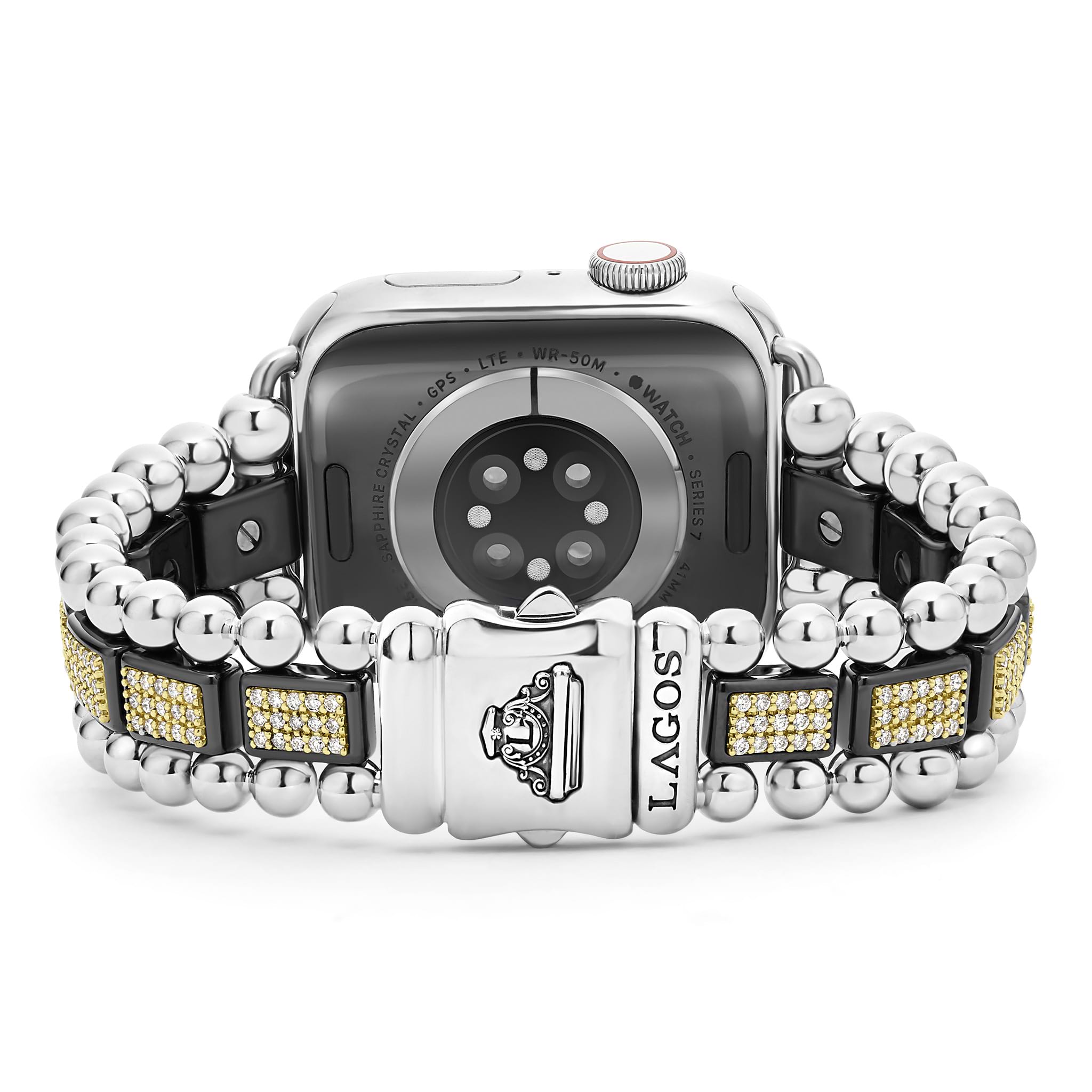 Studio 18K Gold and Black Ceramic Full Diamond Watch Bracelet - 38-42mm