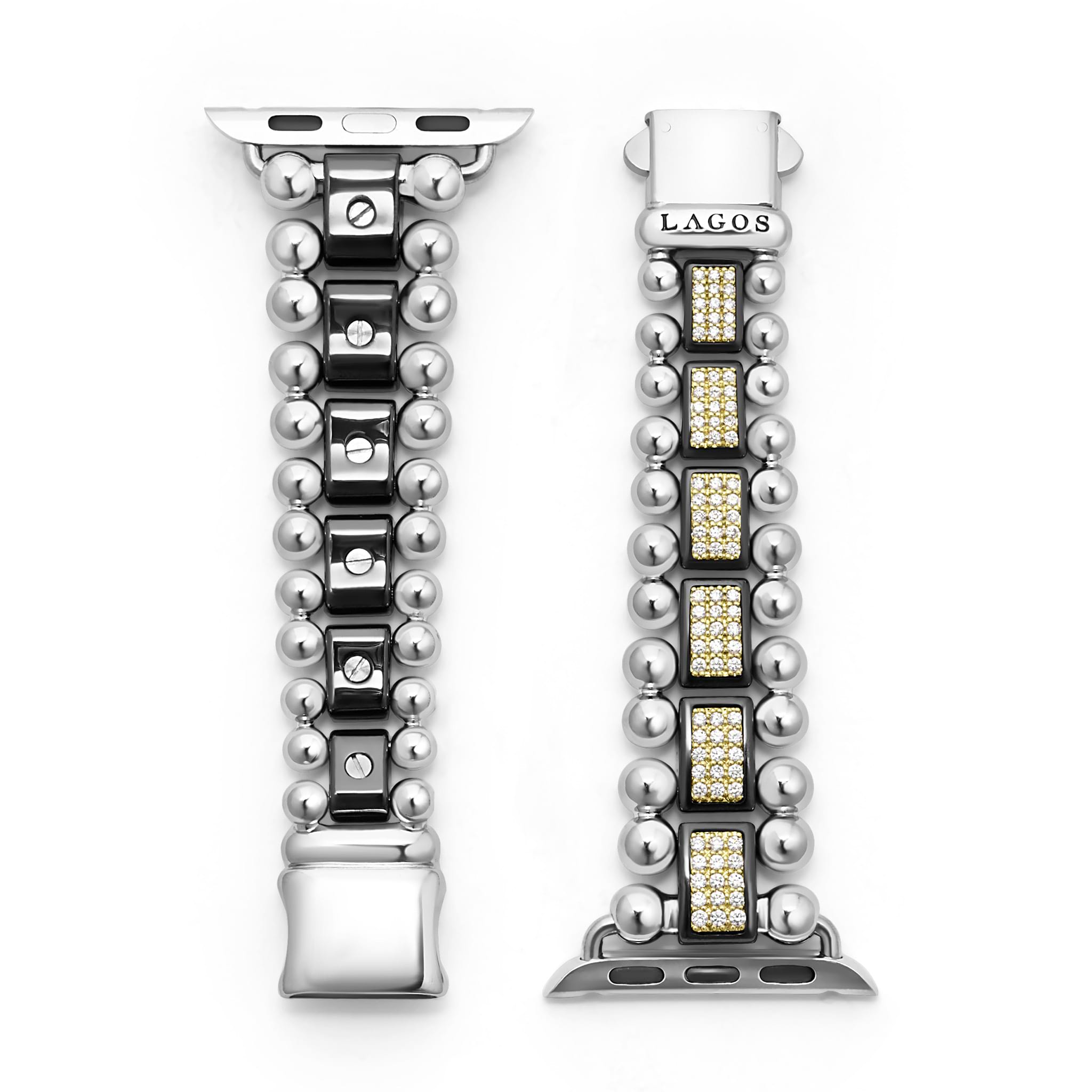 Studio 18K Gold and Black Ceramic Full Diamond Watch Bracelet - 38-42mm