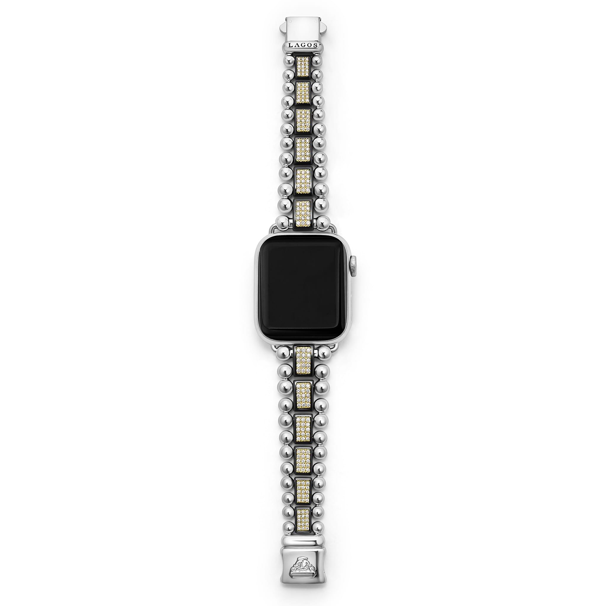 Studio 18K Gold and Black Ceramic Full Diamond Watch Bracelet - 38-42mm