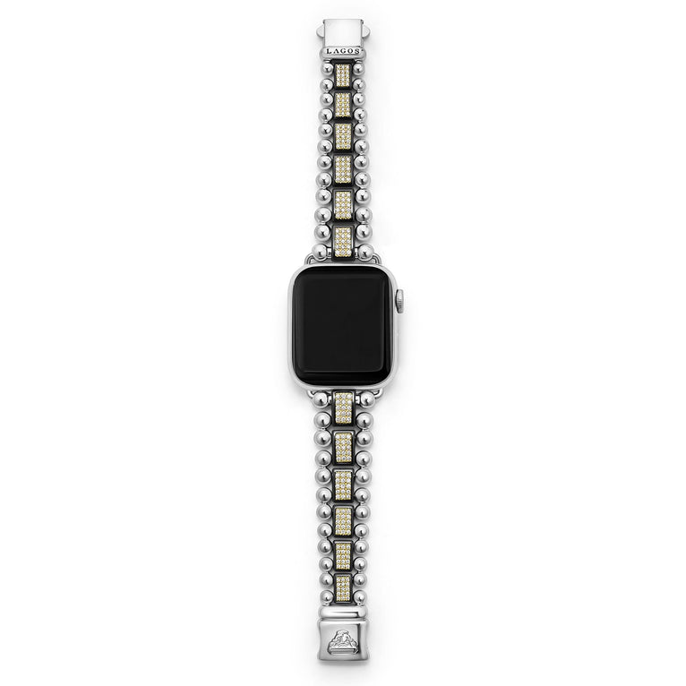 Studio 18K Gold and Black Ceramic Full Diamond Watch Bracelet - 38-42mm