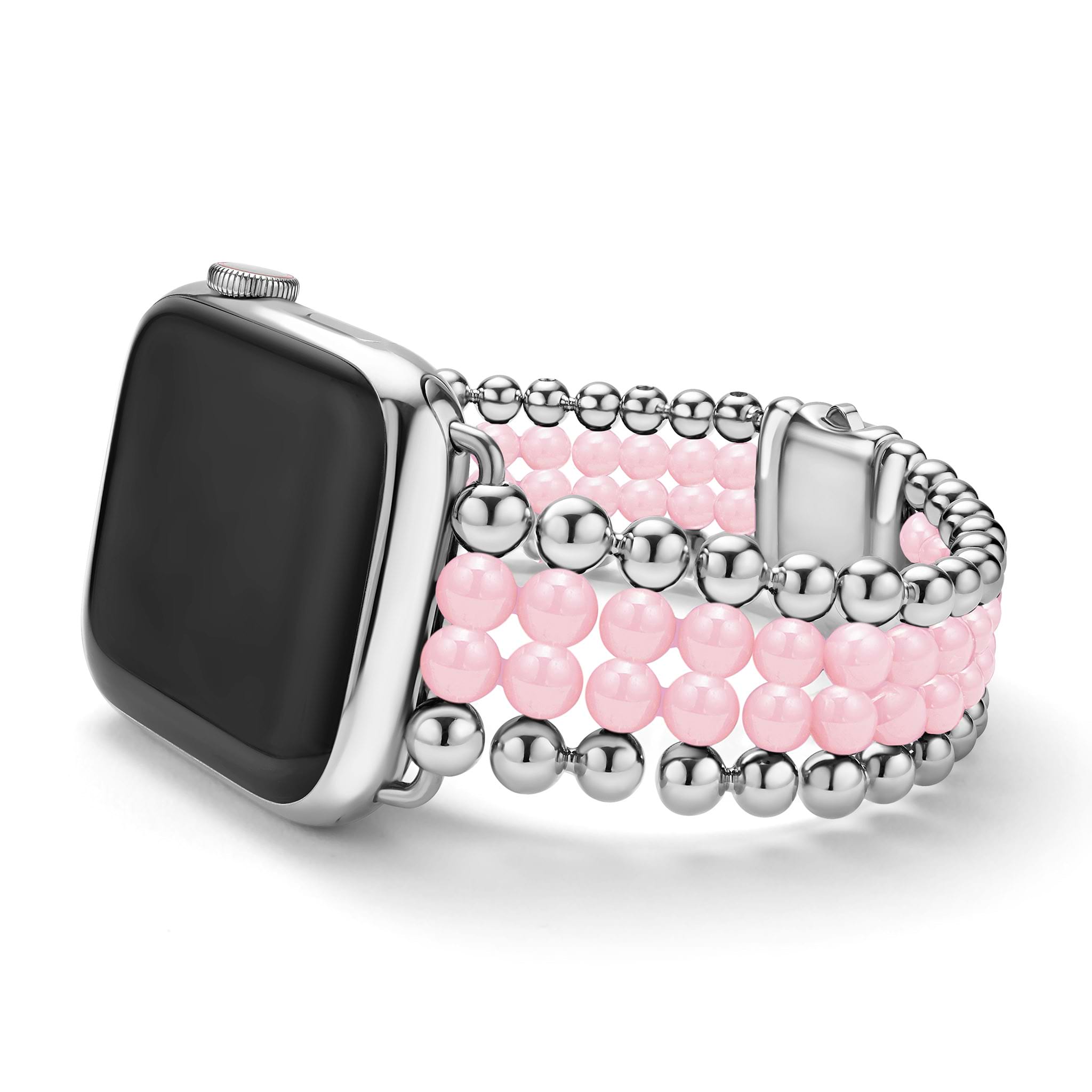 Created exclusively for your Apple Watch, this watch bracelet is crafted from stainless steel and pink ceramic infinite Caviar beading. Watch face sold separately.