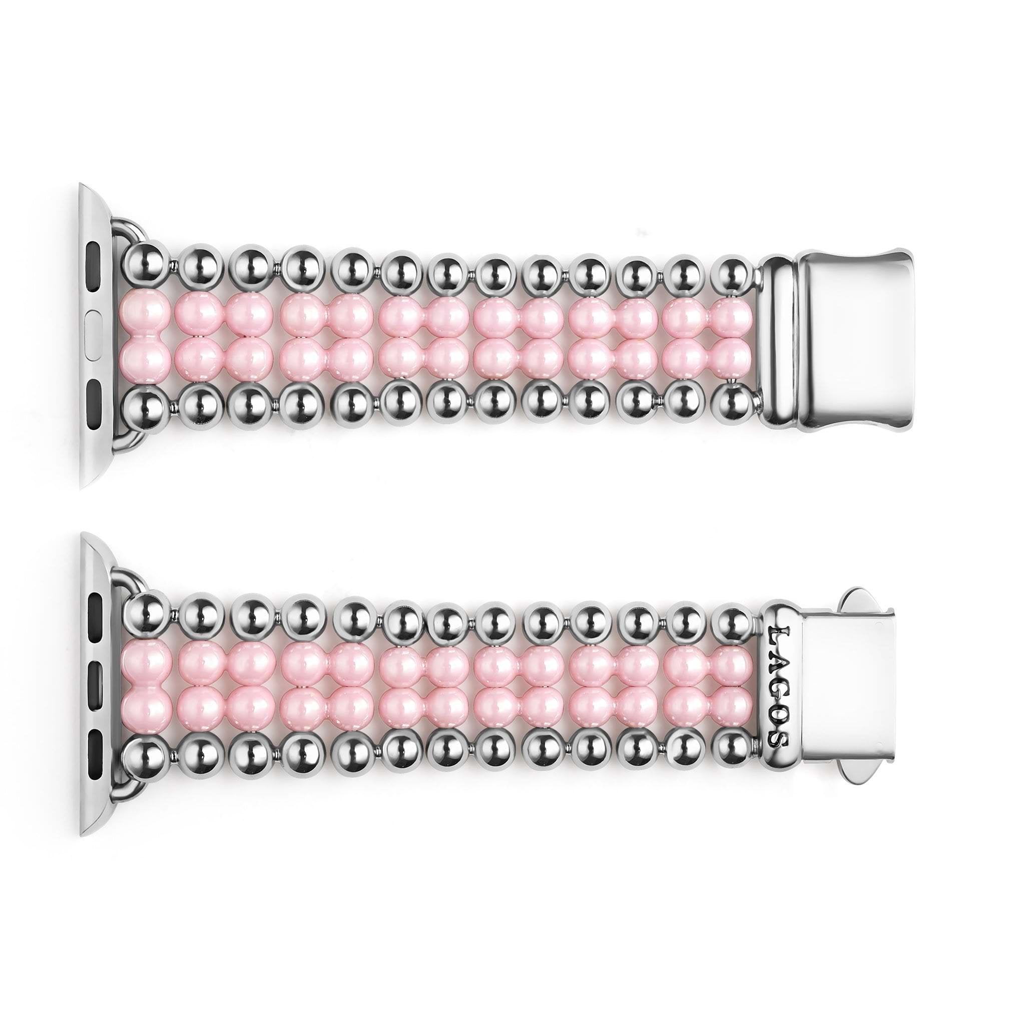 Smart Caviar Pink Ceramic and Stainless Steel Infinite Watch Bracelet 38-45mm