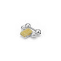 Smart Caviar Two-Tone Caviar Beaded Link: A compact facial/body massager with a T-shaped handle and textured gold-plated pad, featuring polished silver balls for a refined micro-massage.