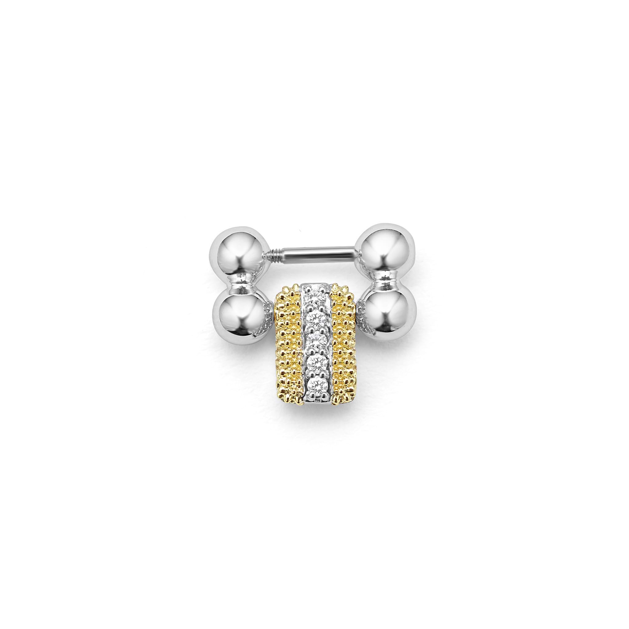 One individual 18K gold superfine Caviar, diamond and sterling silver link to lengthen your Smart Caviar bracelet.