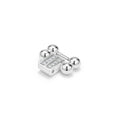 Smart Caviar Diamond and Sterling Silver Link featuring a central block with tiny diamonds, extending metal rods, and capped with shiny spheres for bracelet customization.