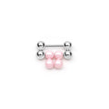 One individual pink ceramic and stainless steel link to lengthen your Smart Caviar bracelet.