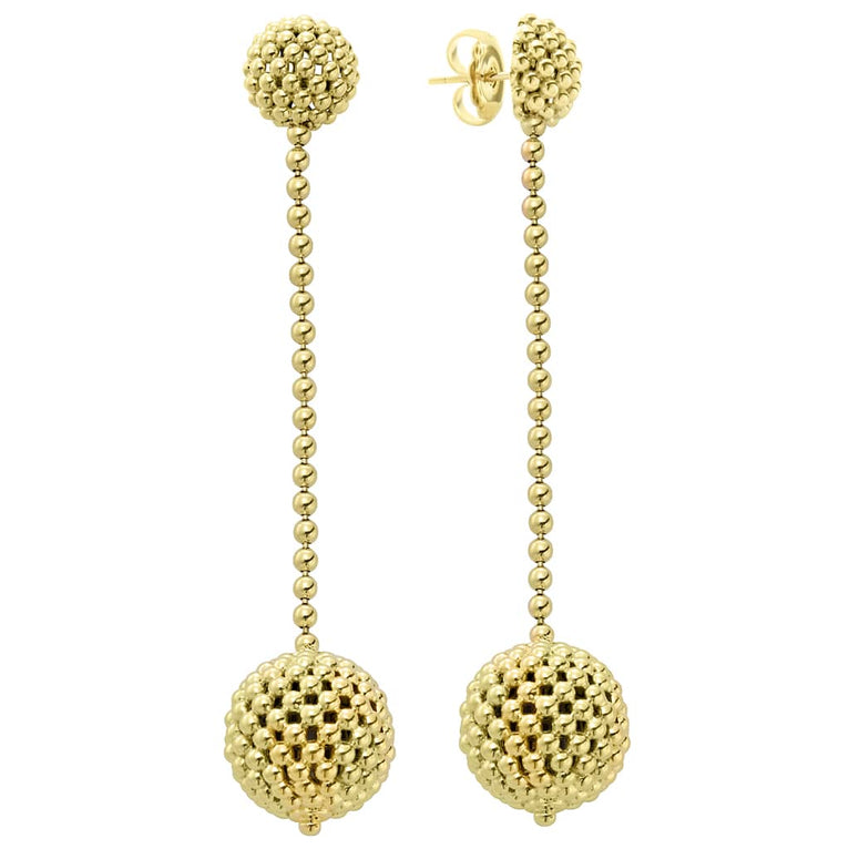 Sophisticated drop earrings with signature 18k gold Caviar beading.