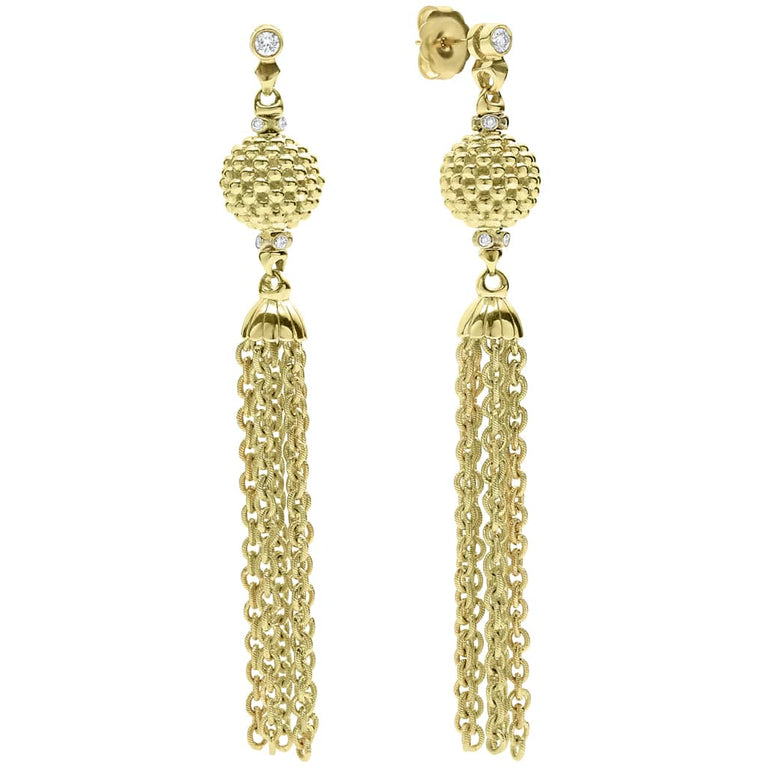 Caviar Gold 18K Gold Chain Tassel Drop Earrings – LAGOS