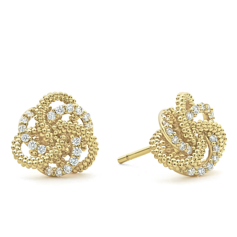 Diamond love knot earrings on sale white gold