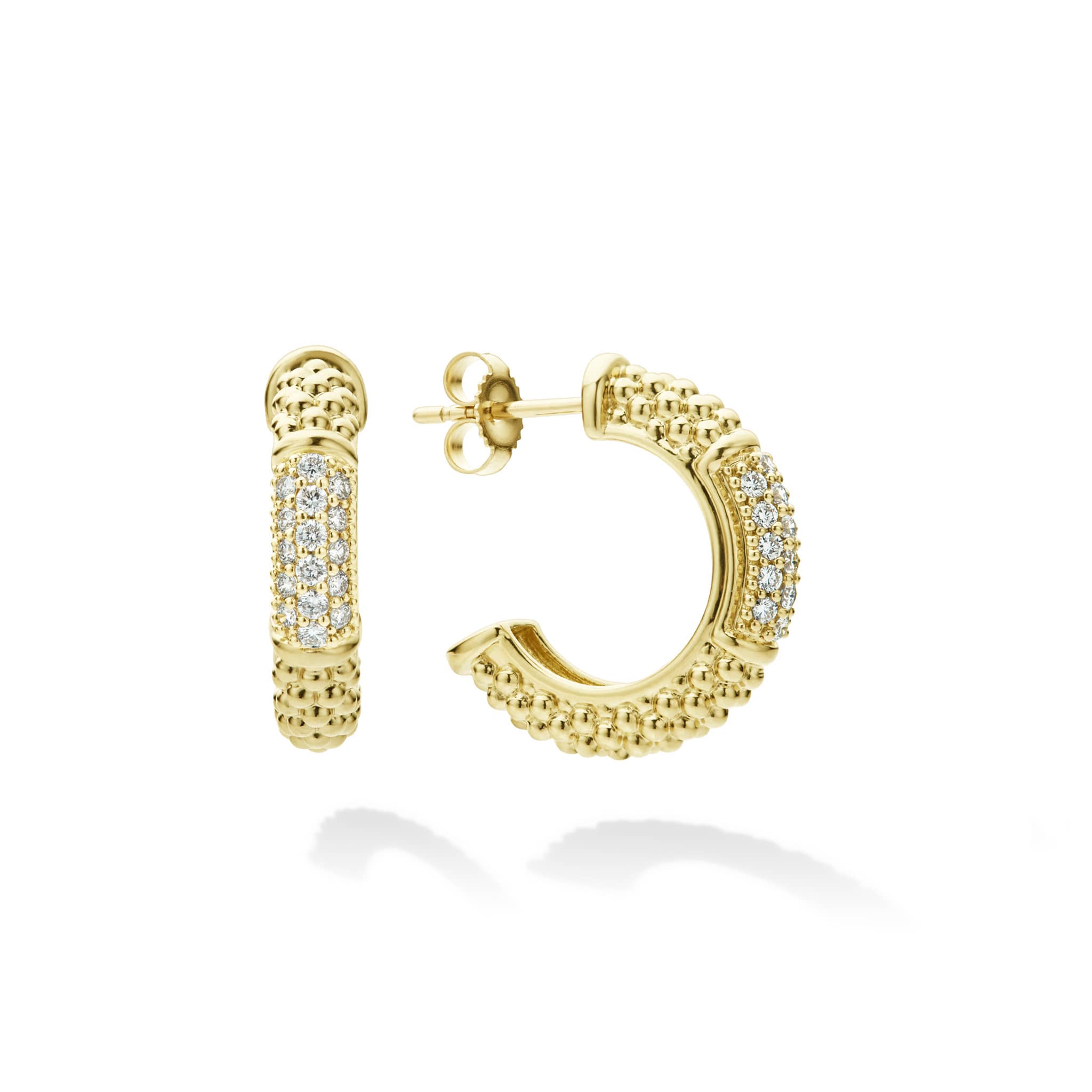 Diamond Hoop Earrings Caviar Gold LAGOS Jewelry