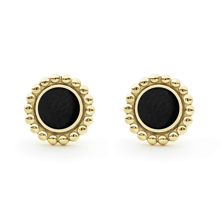 Close up of Round Onyx Stud Earrings