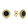 Side view of Round Onyx Stud Earrings