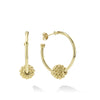 Small 18K gold hoop earrings accented with a Caviar beaded ball for a unique look.