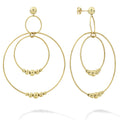 18K gold drop hoop earrings with 10 graduated bead accents.
