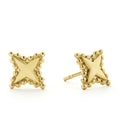 A LAGOS exclusive. 18k gold X stud earrings with Caviar beaded details.