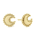 A LAGOS exclusive. 18k gold crescent stud earrings with Caviar beaded details.